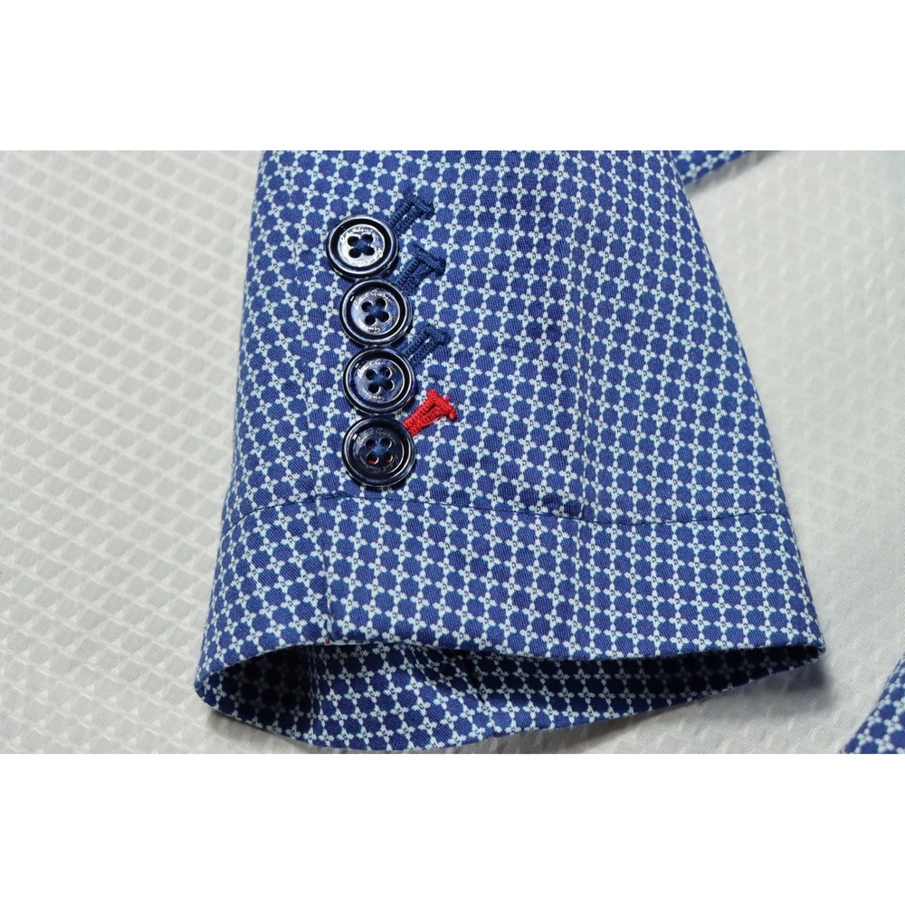 Robert Graham Mens Blue Geometric Micro Print Size 46 Sport Coat Blazer Jacket - Picture 7 of 9